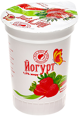 Йогурт МОЛОЧНИЙ ВІЗИТ 1,5% полуниця, стакан 200г